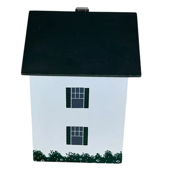 Vintage Cookie Cottage Canister Hand Painted Wood Container Dutch Farmhouse - Picture 6 of 16